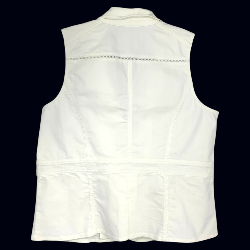NEW Chico's Platinum Sz 2 Large White Stretch Denim Vest Button Front NWT - Picture 6 of 6
